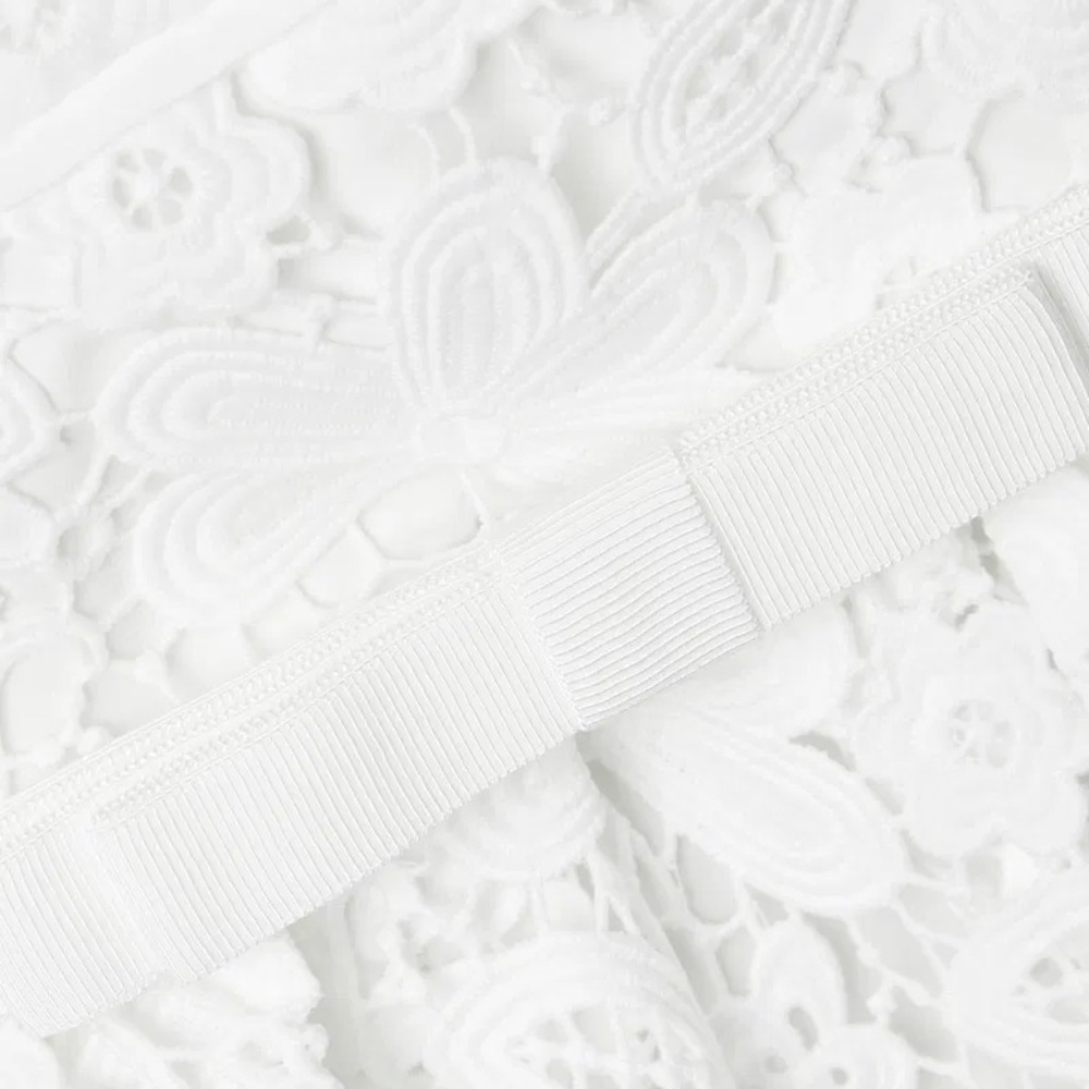 Self-Portrait White Guipure Lace Midi Dress NWT Size 10 - Picture 3 of 10